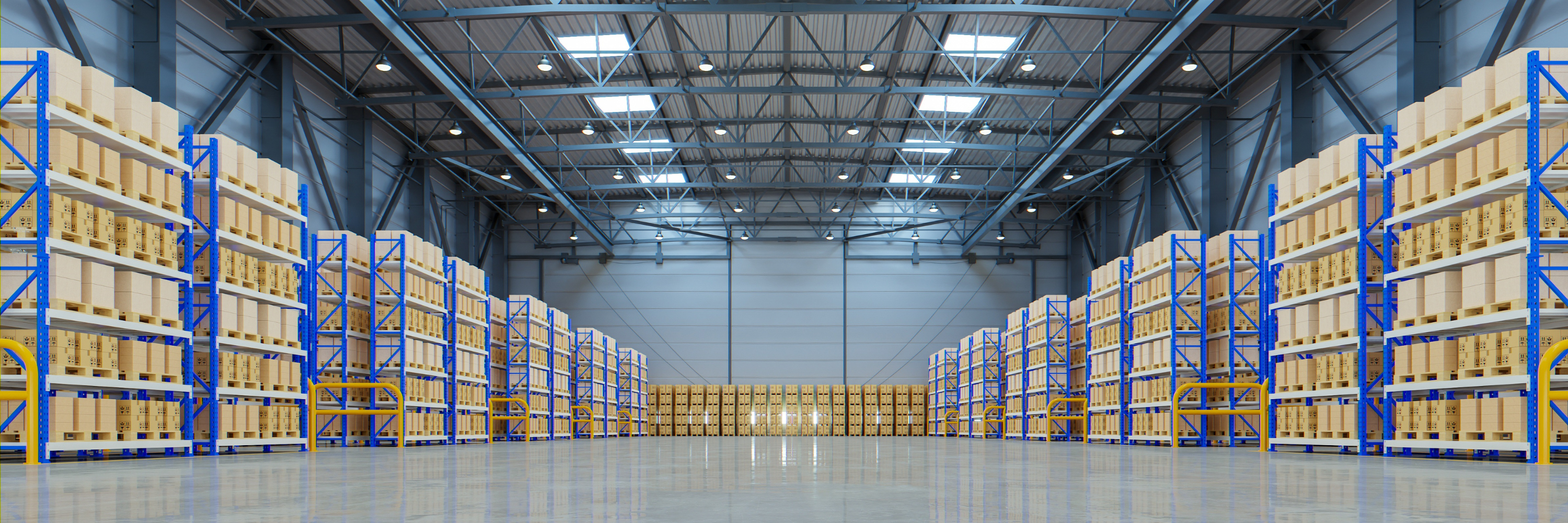 A well-organized warehouse of outdoor gear, representing Outdoorways' wholesale operations.